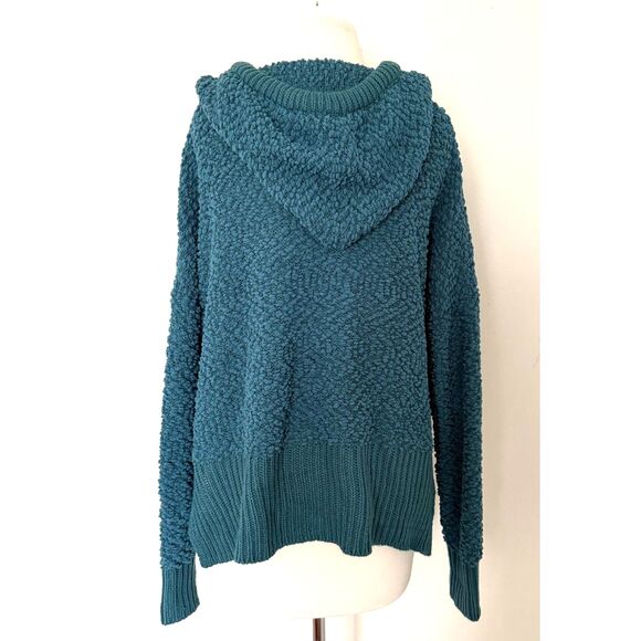 POL Womens Popcorn Knit Hooded Hi-Low Oversized Sweater Cozy Whimsigoth Vibe M - Picture 3 of 11